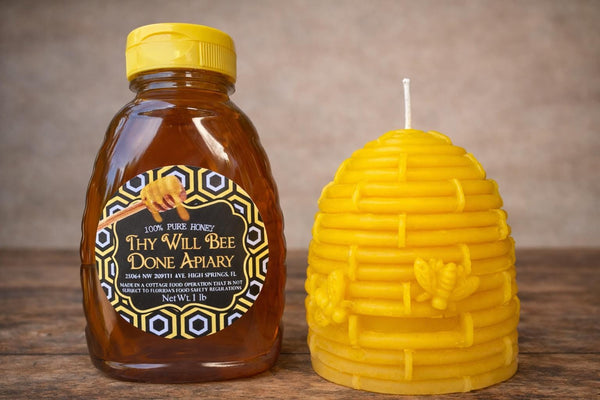 Handmade honey and beeswax candle gift box from High Springs Florida