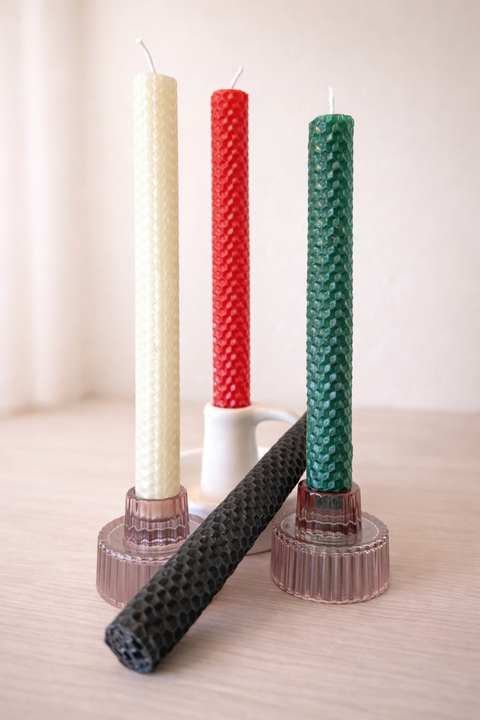Beeswax Taper Candles - Rolled