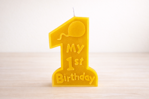 1st Birthday Beeswax Candle | My First Bee Day Number One Candle