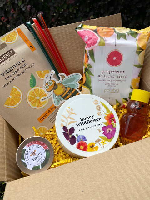 Florida Honey Wildflower Gift Spa Box, Sunshine Pamper Self Care Gift Basket, Florida Gift Set, Welcome Gift Basket