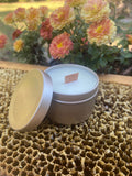 TEN Unlabeled Wholesale Soy Rose Gold 2oz Tin Candles, Bulk Private Label Luxury Mini Candle With Wooden Wick
