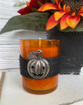 Pumpkin Beeswax Jar Candle, Glass Pumpkin Candle, Halloween Candle, Jack O Lantern Candle - view 4