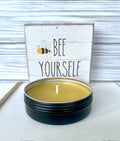 Meant to Bee Candle, Valentine Bee Favor, Beeswax Tin Candle Gift, Bridal Shower Bee in Love – view 2