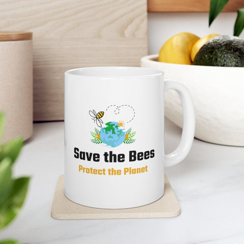 Save the Bees Ceramic Mug | Honey Bee Mug | Beekeeper Gift | Earth Day Gift | Bee Lover Coffee Mug
