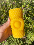 Three Sunflower Beeswax Candles | Pure Beeswax Pillar Candle Set | Sunflower Gift | Daisy Candle | All Natural Beeswax | Spring Candle – view 3