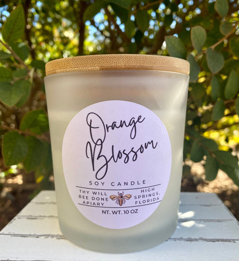 Florida Orange Blossom Candle, 10oz Vegan Luxury Soy Candle, Florida Gift, Honey Bee Theme Gift
