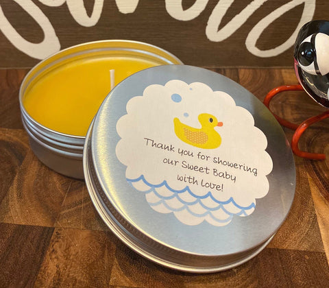 Custom Baby Shower Favor, Duck Beeswax Candle Favor, Duck Party Favor, Baby Shower Favor,  Baby Birthday or Shower Gift