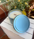 Blue 4oz Soy Tin Candles, Elegant Wholesale No Label Candles, Bulk Private Label 4oz Tin Candles, Honey Scented Favor Candles – view 2