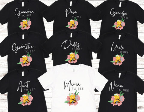 Baby to Bee Gender Reveal, Baby Announcement Shirt, Daddy to Be Tee, Baby Shower Family Shirt, What Will It Bee Baby Theme