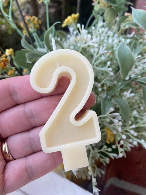 White Birthday Candle, 2nd Birthday, Beeswax Birthday Candles, Happy Birthday Candle, Number 2 Cake Topper, Party Candle, Smash Cake