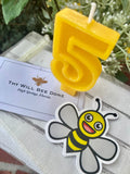 Number 5 Beeswax Birthday Candle | Fifth Birthday Cake Topper | All Natural Bee Birthday Candle | Pure Beeswax Number Candle | Bee Party – view 3