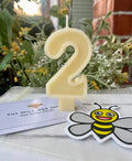 Number 2 Birthday Candle, Ivory Beeswax Birthday Candles, 2nd Birthday Party Cake Topper, 2nd Bee Day Party