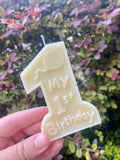 Large 1st Birthday Candle, Number One Candle, First Birthday Candle, Non-Toxic Cake Candle, Number One Beeswax Candle, First Bee Day Candle – view 5