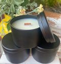 4oz Soy Wax Candle, Matte Black Tin, Wooden Wick, Private Label – view 4