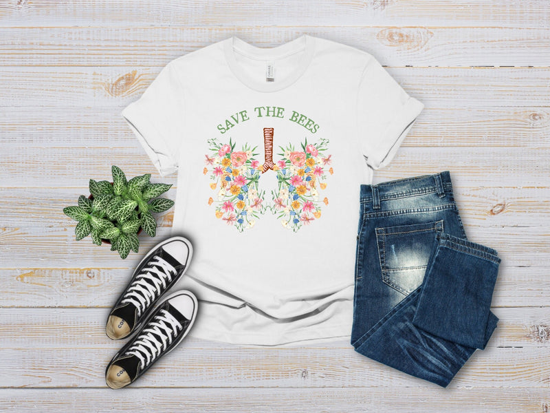 Wildflower Save the Bees Shirt, Wildflower Teacher Floral TShirt, Honey Bee Shirt, Wildflowers, Bee Shirt for Her, Bee Gift, Botanical Shirt