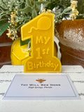 Large 1st Birthday Candle, Number One Candle, First Birthday Candle, Non-Toxic Cake Candle, Number One Beeswax Candle, First Bee Day Candle – view 2