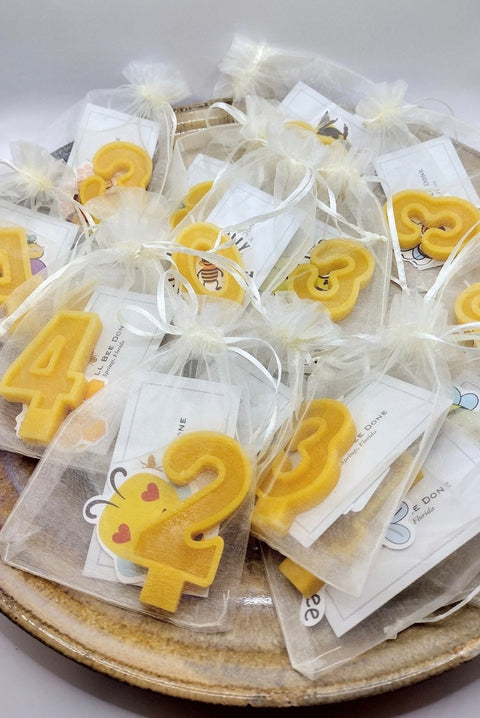 Beeswax Organic Birthday Candles, Bee Day Non Toxic Party Number Candles, Food Safe Birthday Candles