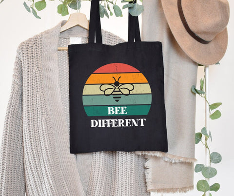 Neurodiversity Tote Bag, Autism Mom Gift, Gift for Therapist, Autism Awareness, Be Different LGBTQ Bag, Organic Eco Black Canvas Tote Bag