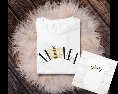 Mama and Baby Mini Matching Bee Outfit, Mom to Bee Gift, Baby Bee Shirt, Baby to Bee, Bee Baby Shower Gift