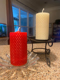 Red Beeswax Pillar Candle, Non Toxic Natural Rolled Candle, Red Unscented Bees Wax Organic Candle, Bee Gift – view 5