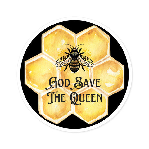 God Save the Queen Bee Sticker, Queen Bee Car Decal, Beekeeper Gift for Her, Bee Lover Vinyl Sticker, Funny Bee Gift, Honeybee Sticker