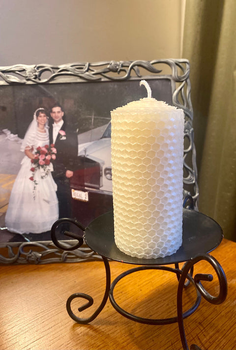 Beeswax Candles, Pure Non Toxic Rolled Candles, Sustainable Clean Burning Beeswax Pillars, Unscented Candle