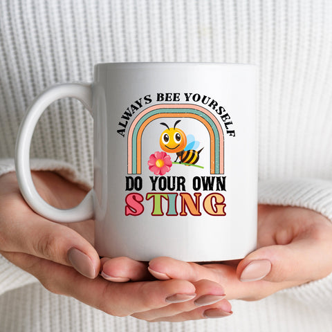 Bee Lover Mug, Be Yourself Mug, Rainbow Mug, Bee Gift
