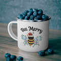 Bee Merry Christmas Mug | Bee Christmas Enamel Mug | Honey Bee Coffee Cup | Bee Lover Gift | Camping Mug | Christmas Bee Mug Gift – view 3