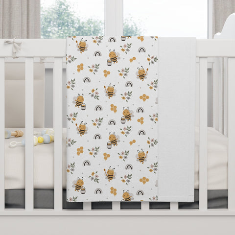 Bee Baby Blanket, Honeybee Crib Bedding, Bee Nursery, Bee Baby Shower Gift Set, Bumblebee Blanket, New Baby Gift Set