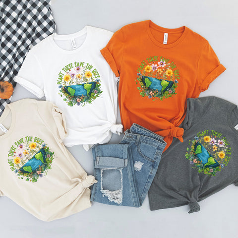 Save the Bees Shirt | Bee Lover T-Shirt | Earth Day Shirt | Plant Lady Shirt | Beekeeper Gift | Gardener Shirt | Conservation Tee