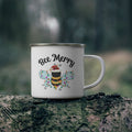 Bee Merry Christmas Mug | Bee Christmas Enamel Mug | Honey Bee Coffee Cup | Bee Lover Gift | Camping Mug | Christmas Bee Mug Gift – view 2
