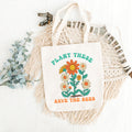 Reusable Tote Bag, Plant More Seeds Bag, Save the Bees Tote, Retro Shopping Bag for Bee Lover, Farmer's Market Tote Bag, Gift for Gardener