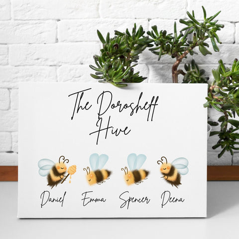 Family Bee Portrait, Bee Print, Personalized Family Art, Family Illustration, Gift for Grandparent, Gift for Parent, Family Portrait