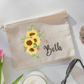 Personalized Sunflower Bag, Custom Bridesmaid Gift, Honey Bee Tote, Sunflower Makeup Bag, Bachelorette Gift Bag, Pencil Pouch Personalized – view 5