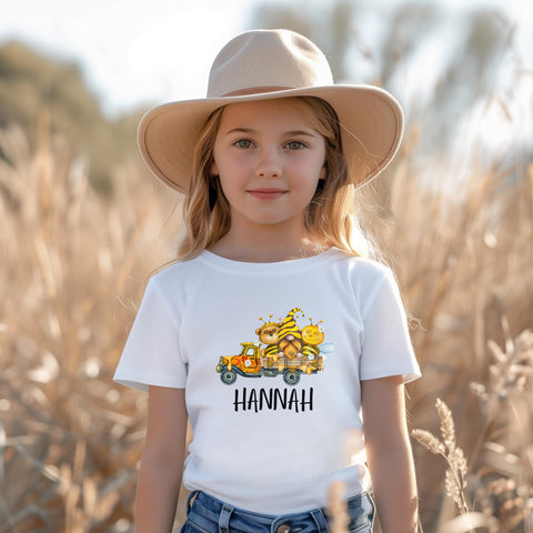 Personalized Spring Shirt for Child, Bee Theme Shirt, Custom Toddler Truck Shirt, Kid's Bee Shirt, Child Name Shirt