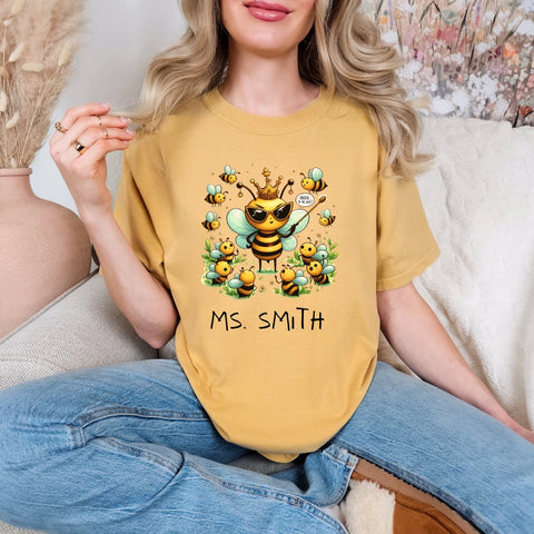Teacher Bee Shirt, Teacher Name Shirt, Bee Classroom Decor, Shirt for Science Teacher, Queen Bee Teacher Shirt, Back to School Teacher Shirt