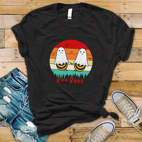 Boo Bees Retro Style Halloween Shirt, Honeybee Halloween Ghost T-Shirt, Beekeeper Gift, Beekeeping Shirt