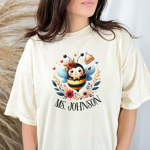 Teacher Bee Shirt | Queen Bee Teacher Gift | Personalized Teacher Shirt | Honeybee Teacher Tee | Bee Classroom Shirt | Science Teacher Gift
