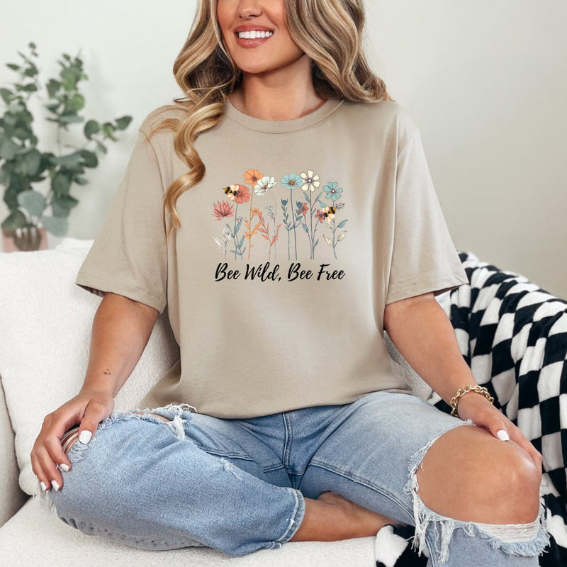 Wildflower Shirt | Be Wild Flower Tee | Botanical Shirt | Save the Bees Shirt | Gardener Gift | Plant Lover Shirt | Bee Wildflower Tee