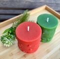 Christmas Beeswax Pillar Candle, Christmas Bee Gift, Non Toxic Holiday Candles, Holiday Beeswax Candle, Christmas Dinner Table Decor Candle - view 4