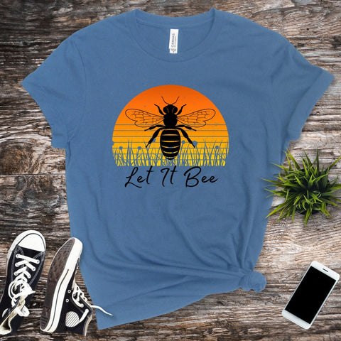Let It Bee Shirt, Bee Positivity Tee, Save the Bees Gift, Retro Sunset Bee Shirt, Inspirational Bee Shirt, Motivational Bee Gift for Mom
