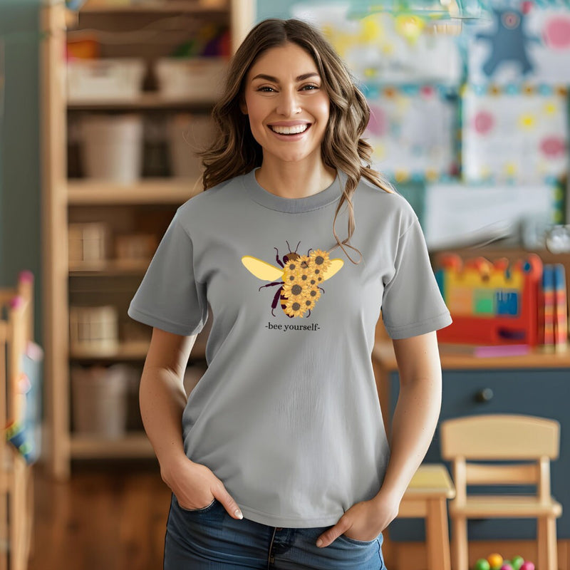 Sunflower Honey Bee T-Shirt, Sunflower Lover, Be Yourself, Cute Bee Teacher Shirt, Floral Graphic Tee, Botanical Boho Shirt, Insect T-Shirt