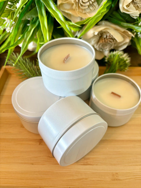SALE White 4oz Candles, Private Label Mini White Tin Soy Candles, Unlabeled White Small Candles, Bulk Favor Candles, Event Candles