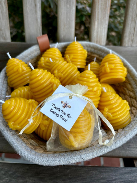 Beehive Candle Favor, Bee Party Favor, Beeswax Candle for Bumble Bee Party, Personalized Thank You for Beeing Here Favor, Meant to Bee