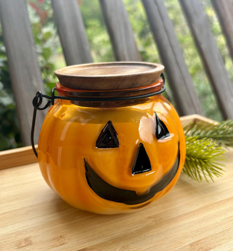 Pumpkin Jar Candle, Halloween Candle Decor, Jack-O-Lantern, Honey Pumpkin Scented Fall Candle, Fall Porch Decor, Pumpkin Pie Candle