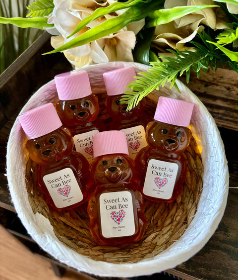 Pink Honey Bear Baby Shower Favors, Mini Pure Organic Honey Bears, Baby Girl Shower Favors