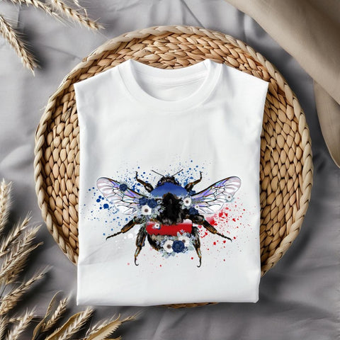 Patriotic Watercolor Honey Bee Shirt, American Flag Shirt, 4th of July Independence Day TShirt, Bee Lover Shirt, Insect Bug Lover Gift