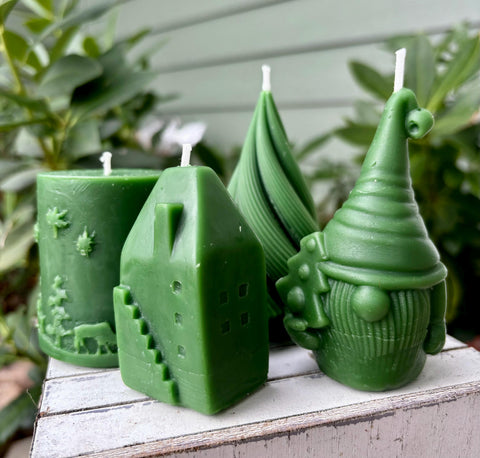 Natural Beeswax Candles, Raw Beeswax Novelty Candles, Pure Bees Wax Organic Candles, Cool Christmas Green Candles