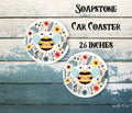Set of 2 Bee Car Coasters | Honey Bee Soapstone Car Coaster | Bee Lover Gift | Car Accessory Gift | Cute Car Coasters | Grandma Gift – view 3