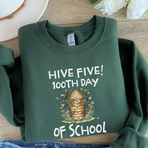 100th Day of School Bee Sweatshirt, Honey Bee Teacher Sweater, Bee Classroom Gift, School Bee Shirt
